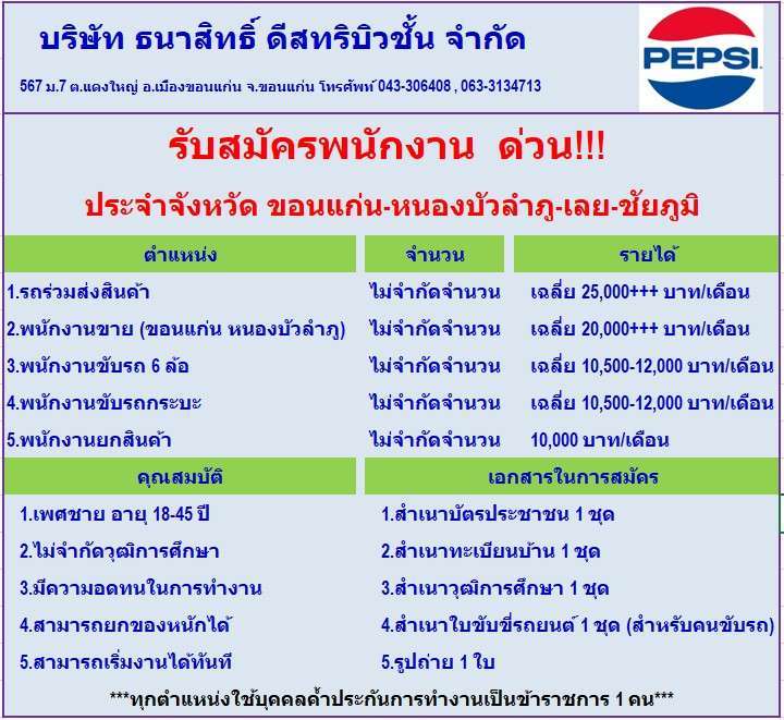 พนักงานขับรถ 6 ล้อ , พนักงานขับรถกระบะ , พนักงานยกสินค้า ,รถร่วม