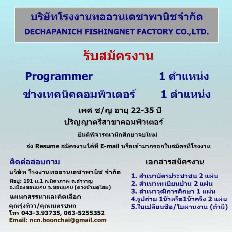 Programmer/ช่างเทคนิคคอมพิวเตอร์