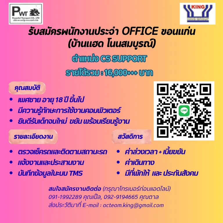 ภาพประกาศรับสมัครงาน Customer Service Support ภาพที่ 1