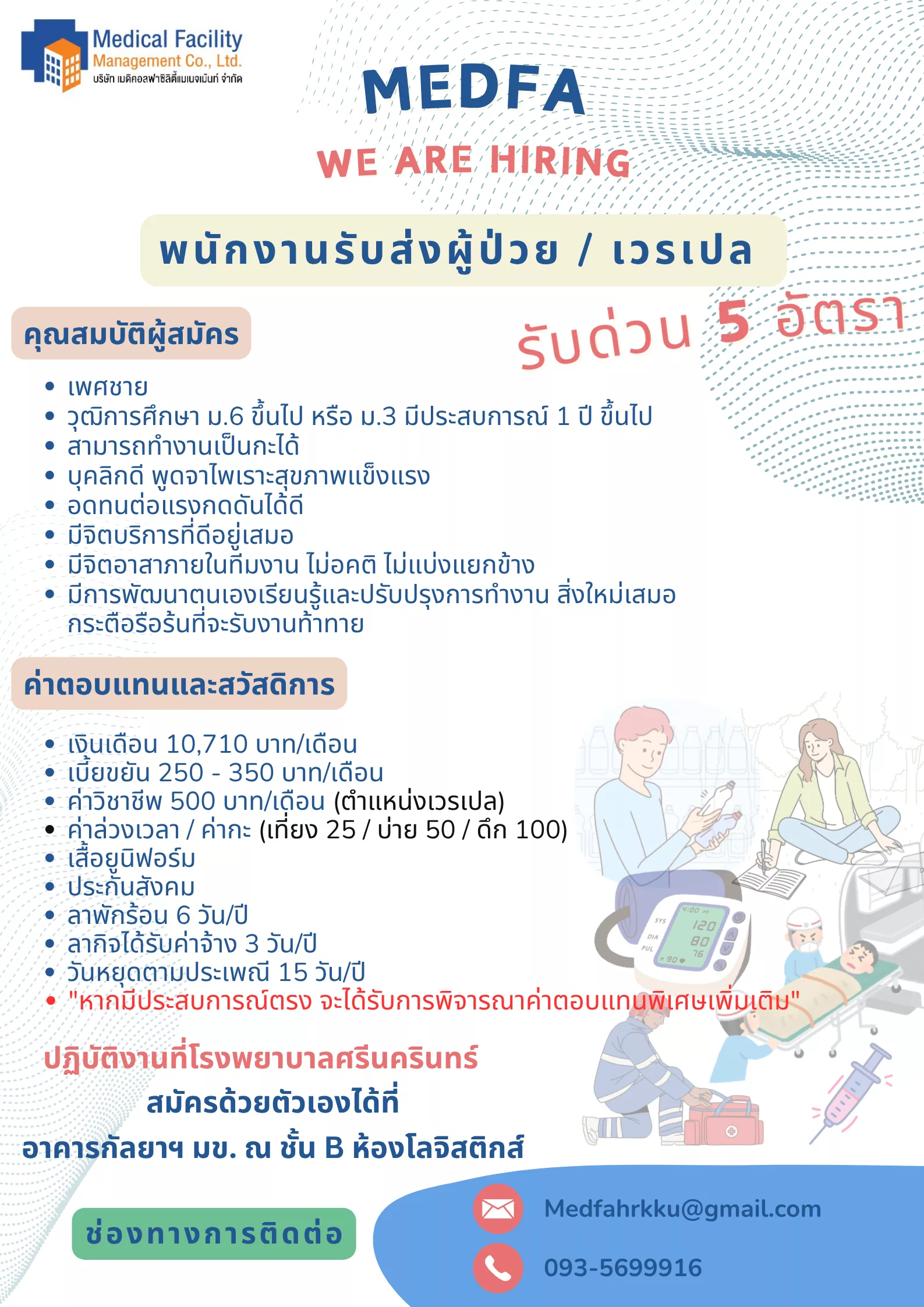 ภาพประกาศรับสมัครงาน (1.) พนักงานรับส่งผู้ป่วย / เวรเปล ( รับด่วน 5 อัตรา) ภาพที่ 1