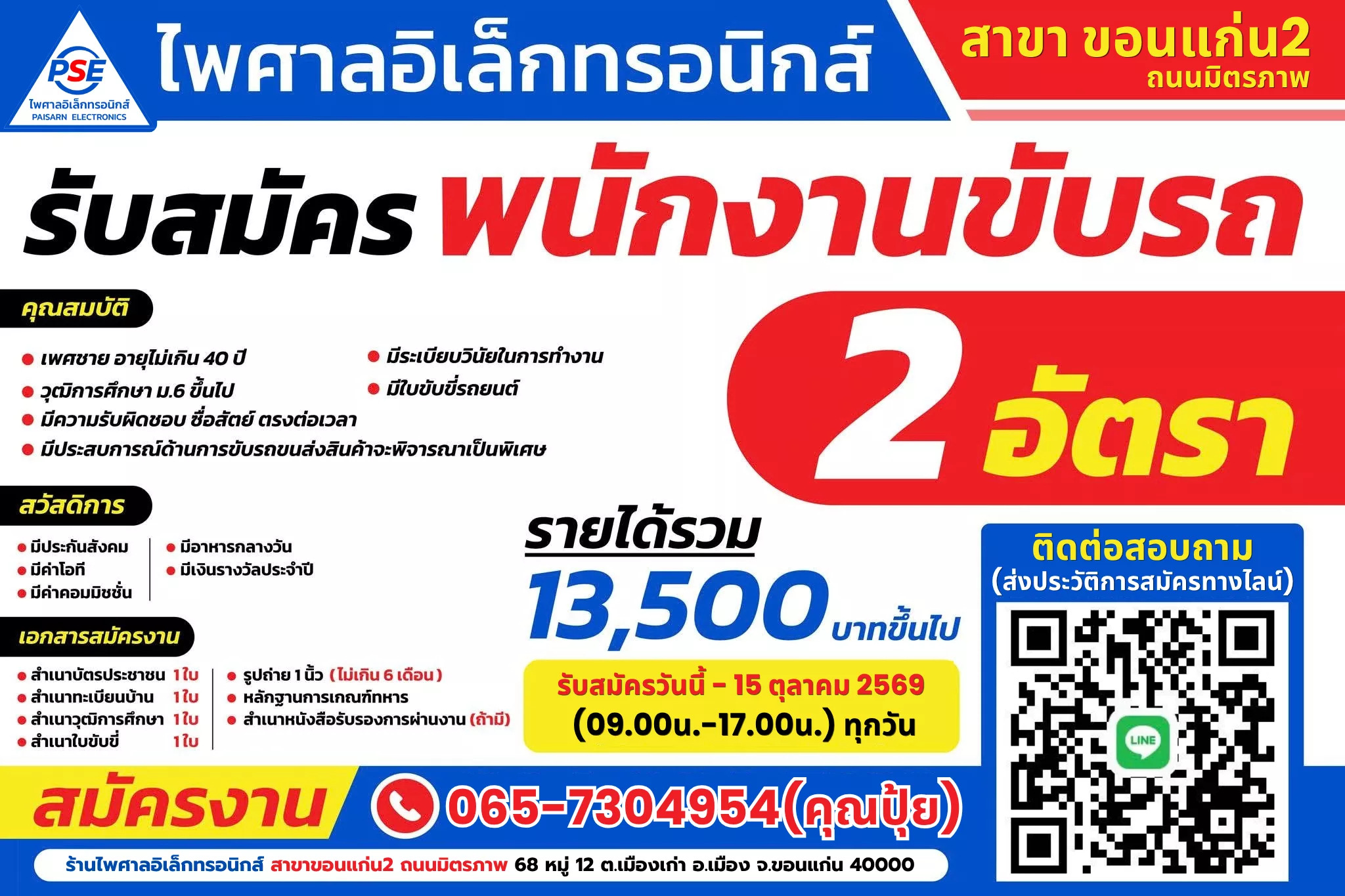ภาพประกาศรับสมัครงาน พนักงานขับรถ 2 อัตรา ภาพที่ 1